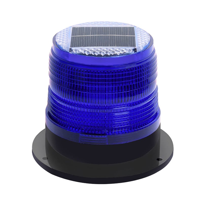 RISOON Solar Strobe Warning Safety Flashing Light/Ceiling Strobe Light, with Strong Magnetic Base Waterproof for Construction, Traffic, Factory, Crane Tower, Boat Navigation (Blue) - Image 1